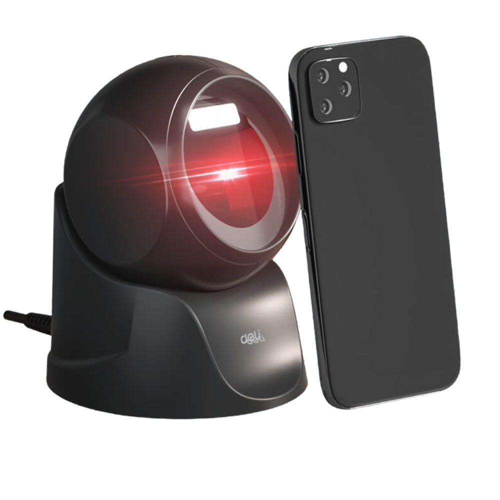 Deli S231 Desktop 2D Wired USB Barcode Scanner - Black
