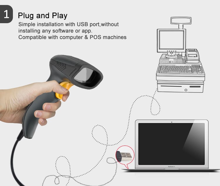 Syble XB-6221 2D Wired Barcode Scanner - Professional POS